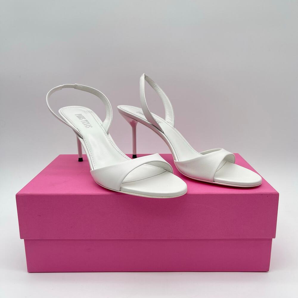 Paris Texas | Lidia Slingback 70 Sandal in White Leather Open Toe Heel 41 / 11